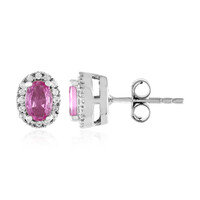 Pendientes en plata con Zafiro Ceylon rosa sin calentar