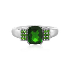 Anillo en plata con Diópsido de Rusia