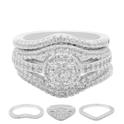Anillo en plata con Topacio blanco