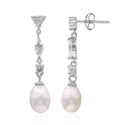 Pendientes en plata con Perla Freshwater