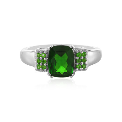 Anillo en plata con Diópsido de Rusia