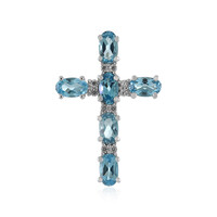 Colgante en plata con Topacio azul suizo
