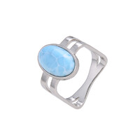 Anillo en plata con Larimar