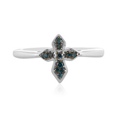Anillo en plata con Diamante azul I2