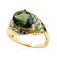Anillo en oro con Moldavita