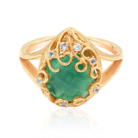 Anillo en plata con Calcedonia verde