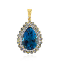 Colgante en oro con Topacio azul de Londres