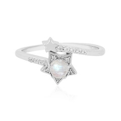 Anillo en plata con Piedra de Luna arcoíris