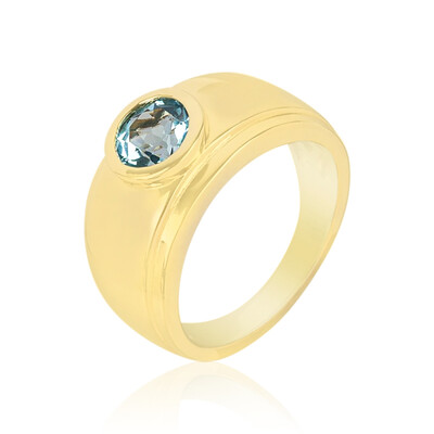 Anillo en plata con Topacio azul suizo