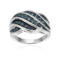 Anillo en plata con Diamante azul I3