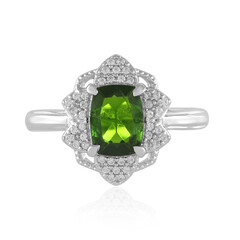 Anillo en plata con Diópsido de Rusia