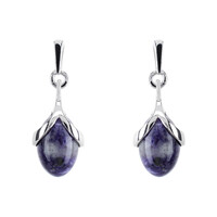Pendientes en plata con Charoita