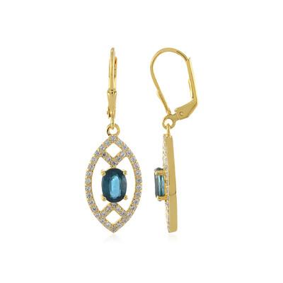 Pendientes en plata con Cianita petróleo