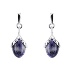 Pendientes en plata con Charoita