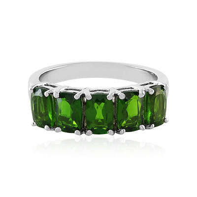 Anillo en plata con Diópsido de Rusia