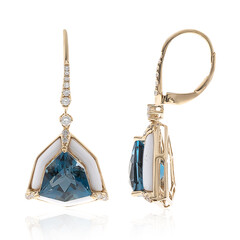 Pendientes en oro con Topacio azul de Londres (CIRARI)