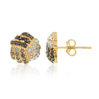 Pendientes en plata con Diamante chocolate
