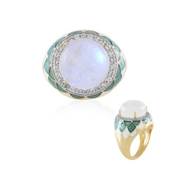 Anillo en plata con Piedra de Luna arcoíris (Adela Silber)