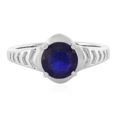 Anillo en plata con Zafiro azul de Madagascar