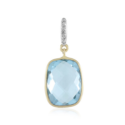 Colgante en oro con Topacio azul cielo