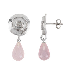 Pendientes en plata con Cuarzo rosa