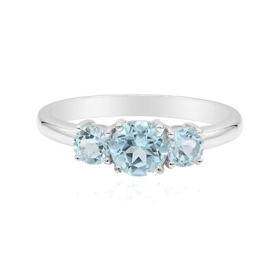 Anillo en plata con Topacio azul cielo