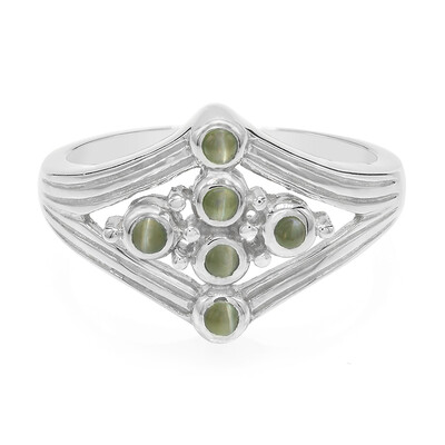Anillo en plata con Alejandrita ojos de gato