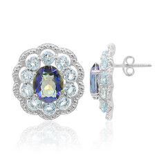 Pendientes en plata con Cuarzo Místico azul