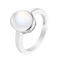 Anillo en plata con Piedra de luna arco iris de Tanzania