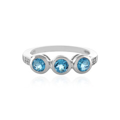 Anillo en plata con Topacio azul suizo