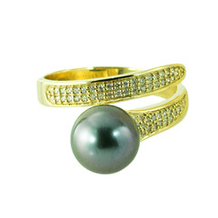 Anillo en oro con Perla cultivada de Tahití (de Melo)