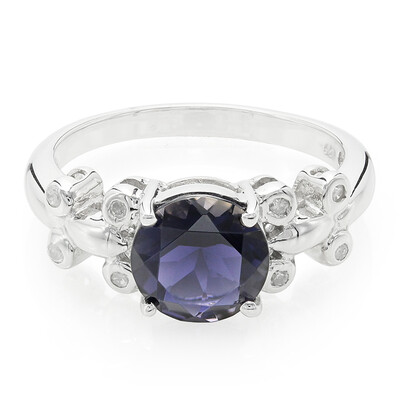 Anillo en plata con Iolita de Ceilán