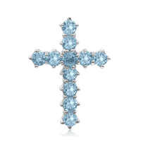 Colgante en plata con Topacio azul suizo