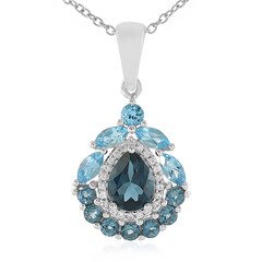 Collar en plata con Topacio azul de Londres
