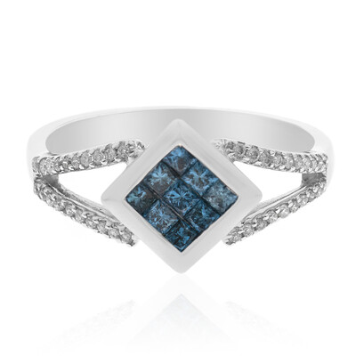 Anillo en oro con Diamante azul