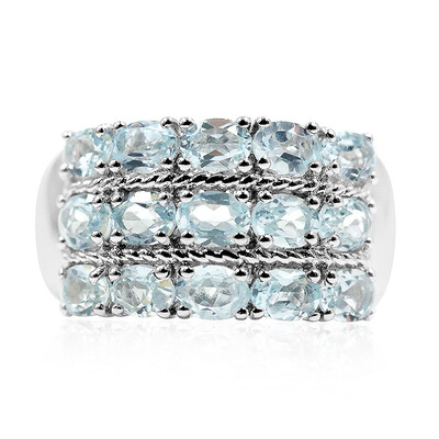 Anillo en plata con Topacio azul cielo