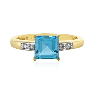Anillo en plata con Topacio azul suizo