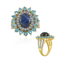 Anillo en plata con Zafiro estrella azul