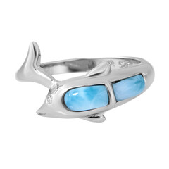 Anillo en plata con Larimar
