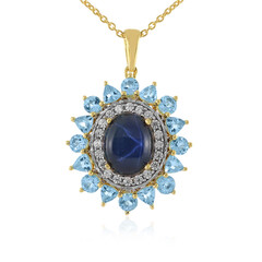 Collar en plata con Zafiro estrella azul
