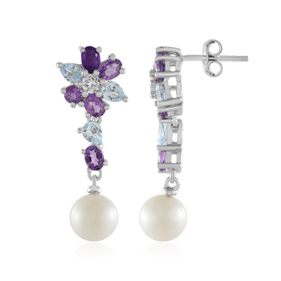 Pendientes en plata con Perla blanca Freshwater