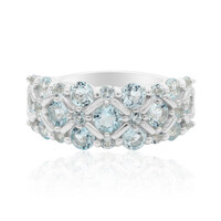 Anillo en plata con Topacio azul cielo