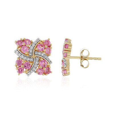 Pendientes en oro con Zafiro rosado (Adela Gold)