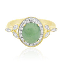 Anillo en oro con Jadeita verde noble