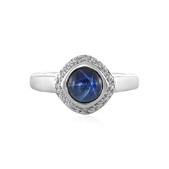 Anillo en plata con Zafiro estrella azul