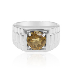 Anillo de hombre en plata con Cuarzo cognac