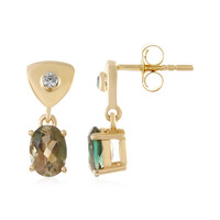 Pendientes en oro con Piedra del sol de Oregón