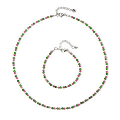 Set en plata con Turmalina rosa