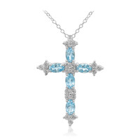 Collar en plata con Topacio azul suizo