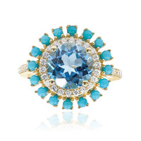 Anillo en oro con Topacio azul suizo (CIRARI)